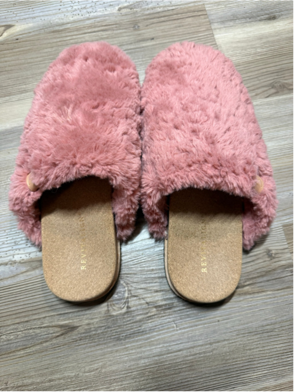 Women's Revitalign Faux Fur Slippers Pink Tan